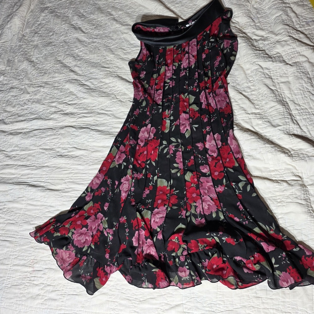 Sandra Darren Women's 12 whimsigoth Floral Print Lined Dress Boho Y2K Vintage 90